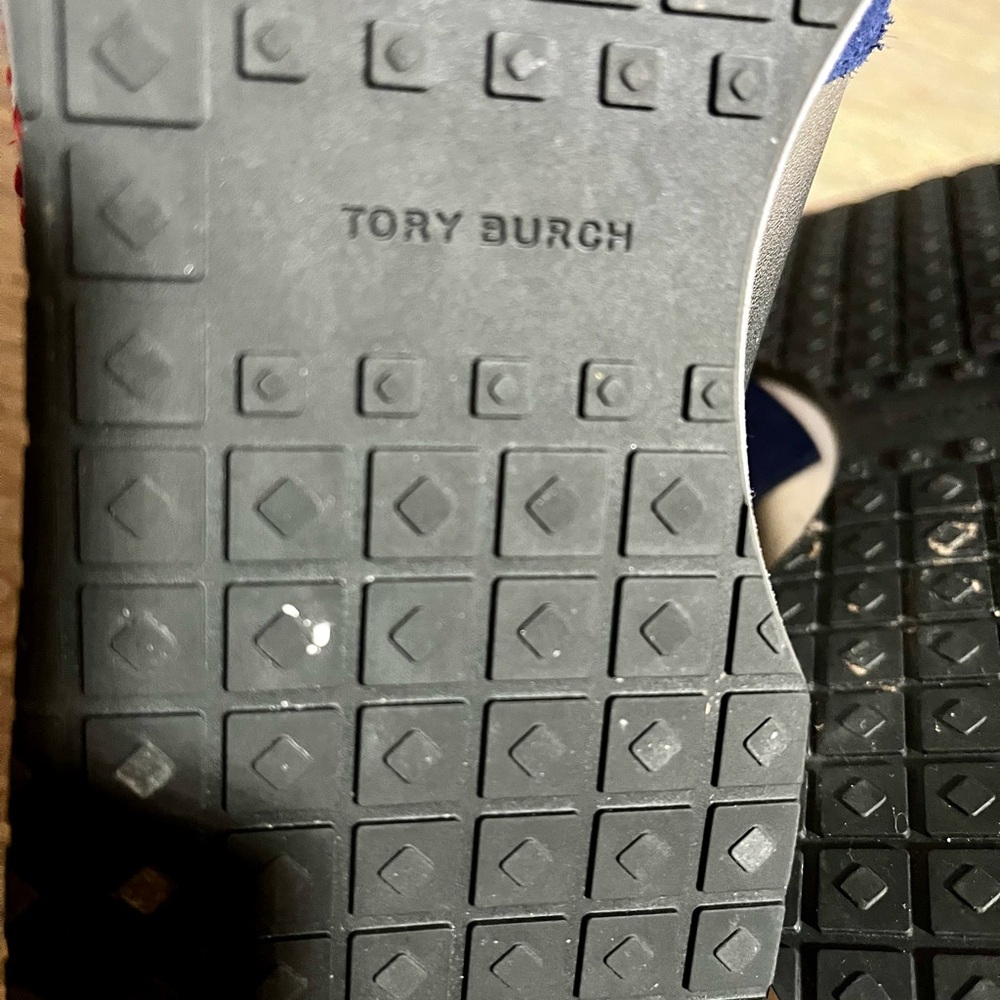 Tory Burch Silver/ Navy/ Sea Victorian Brielle Leather & Suede Sneakers - Picture 10 of 15